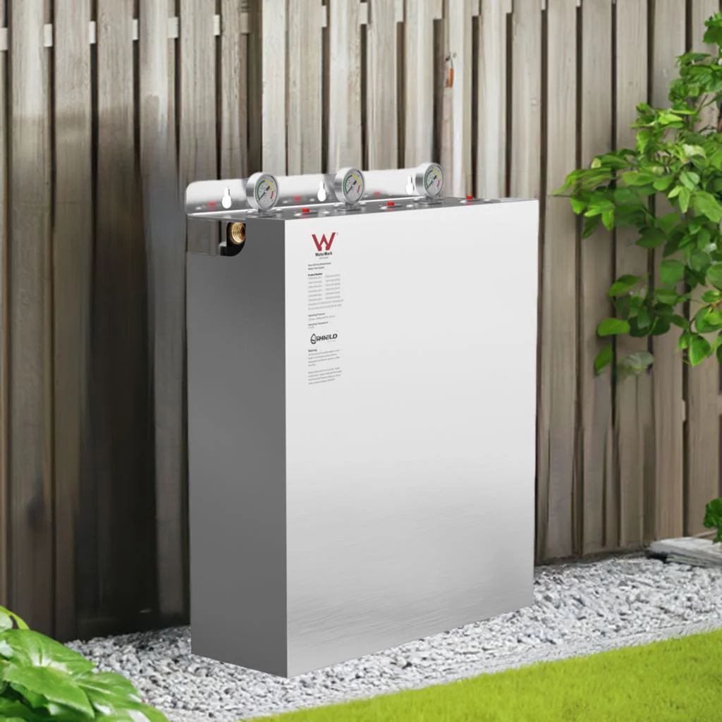 20” x 4.5” Whole House Triple Water Filter System | Free-Standing | Stainless Steel Cover | WaterMark Certified | Heavy Sediment Hard Water - Image 3