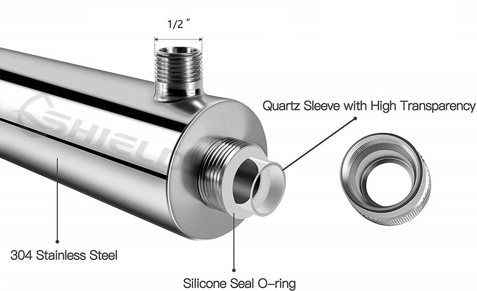 55LPM Ultraviolet Sterilizer Stainless Whole House Water Filter System UV -40W - Image 3