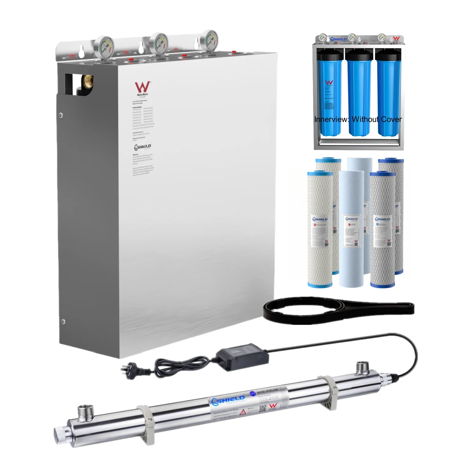 Triple Whole House Rain Tank Water Filter System Ultraviolet Sterilizer Kill Bacteria Parasites Viruses | WaterMark Certified | 20" x 4.5" - Image 5