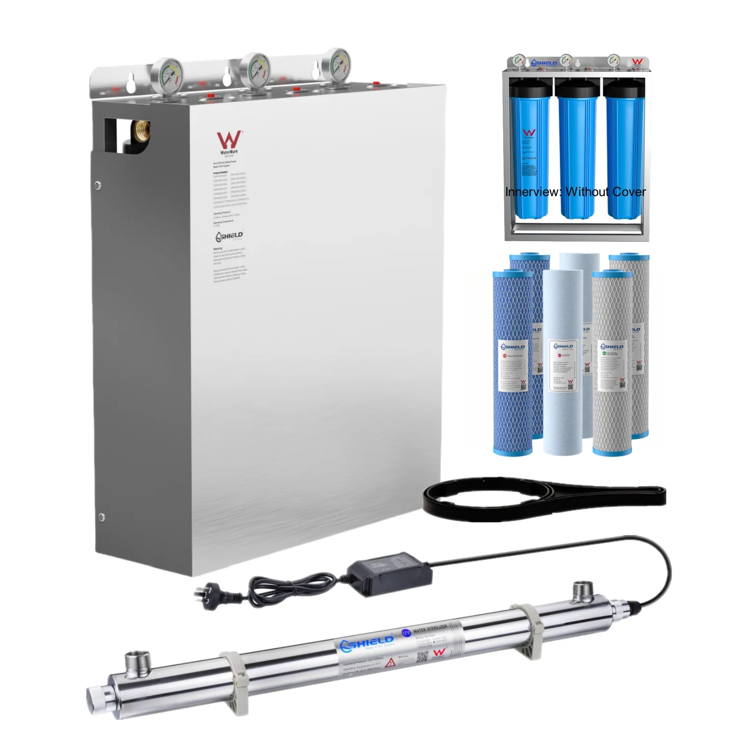 Triple Whole House Rain Tank Water Filter System Ultraviolet Sterilizer Kill Bacteria Parasites Viruses | WaterMark Certified | 20" x 4.5" - Image 6