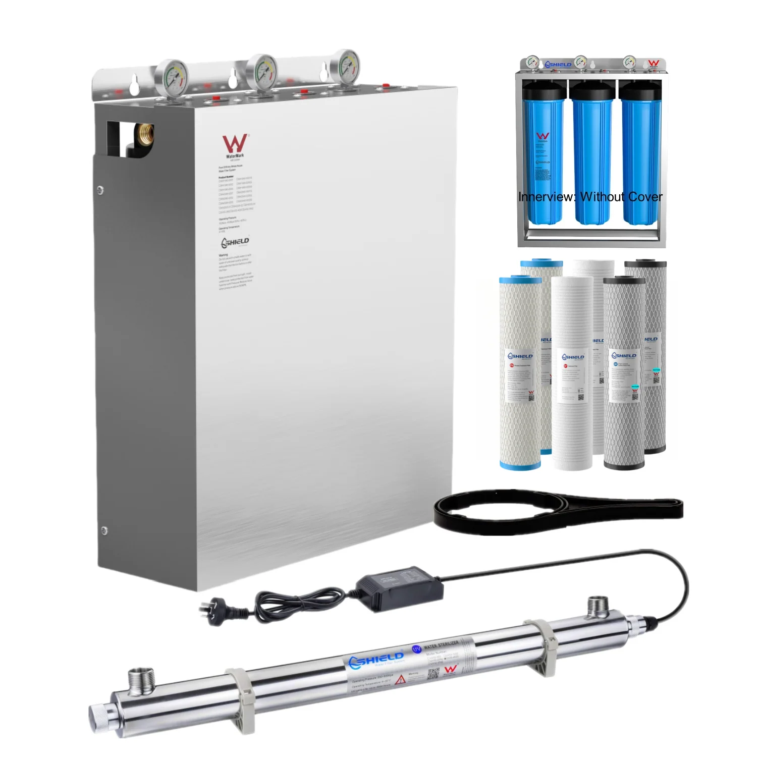 Triple Whole House Rain Tank Water Filter System Ultraviolet Sterilizer Kill Bacteria Parasites Viruses | WaterMark Certified | 20" x 4.5" - Image 7