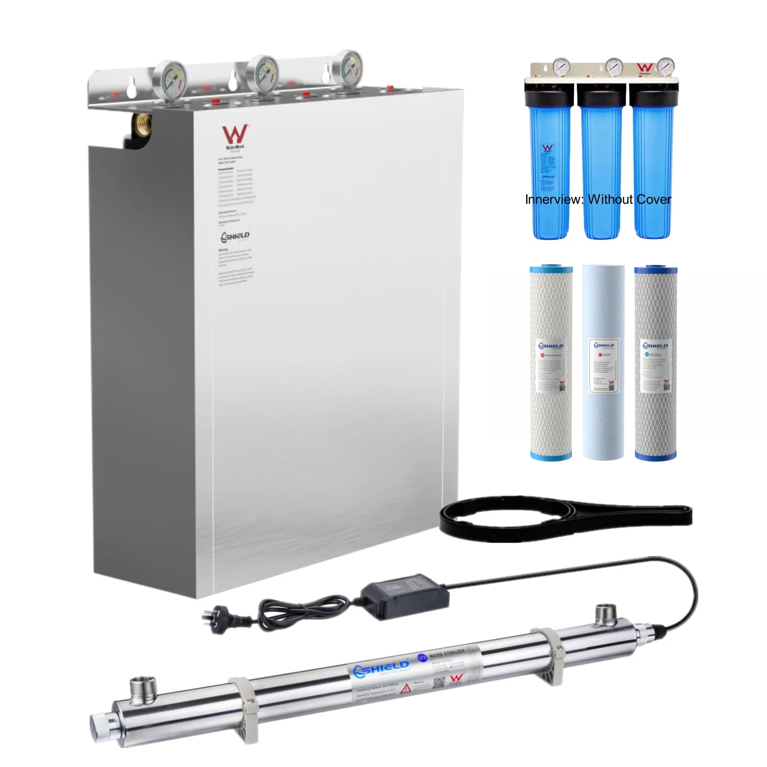 Triple Whole House Rain Tank Water Filter System Ultraviolet Sterilizer Kill Bacteria Parasites Viruses | WaterMark Certified | 20" x 4.5" - Image 8